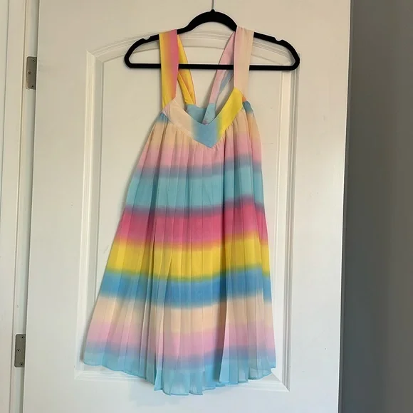 Adelyn Rae | Dresses | Adelyn Rae Rainbow Pastel Cross Back Pleated Dress |  Poshmark